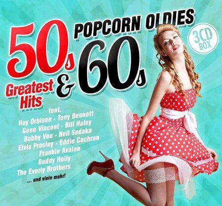 Обложка Popcorn Oldies: 50s & 60s Greatest Hits (3CD Box Set) (2017) FLAC